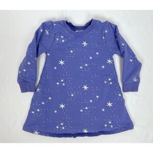 Hanna Anderson Dress Girl Size 100 US 4 Long Sleeve Foil Snowflake Fleece